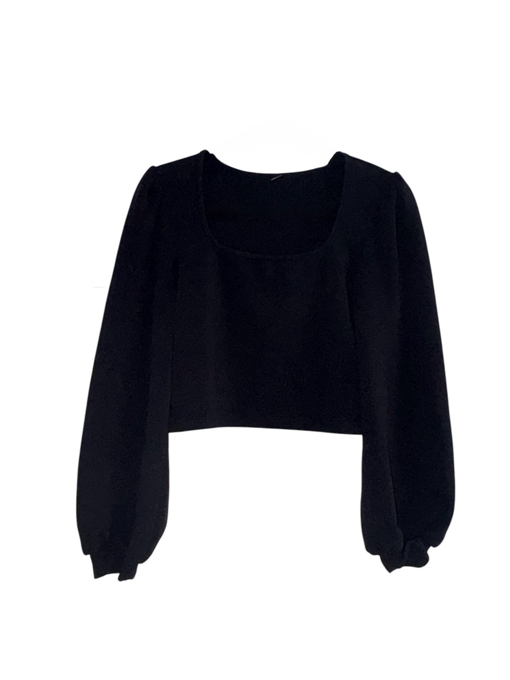 😍 SHEIN Square Neck Lantern Sleeve Cropped Top